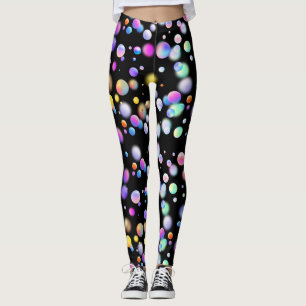 Leggings motif de boules flottantes 3D. BG noir