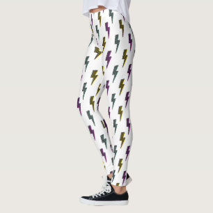 Leggings Motif de boulon de foudre Neon vintage