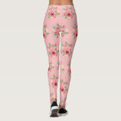 Leggings Motif de bouquet de roses peintes rose (Dos)