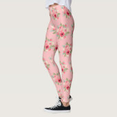 Leggings Motif de bouquet de roses peintes rose (Gauche)