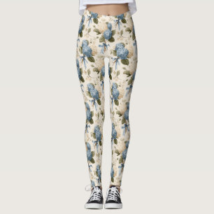 Leggings Motif de bouquet d'hortensias vintage