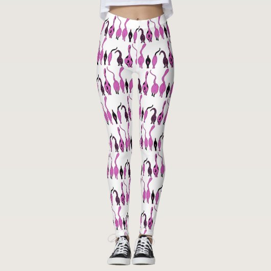 Leggings Motif de boutons de chats violets (Devant)