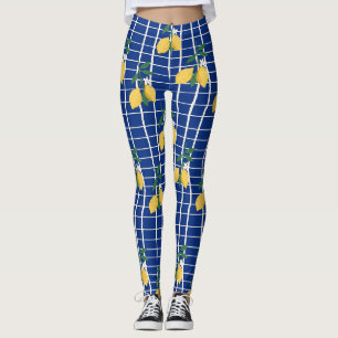 Leggings Motif de branche de citron méditerranéen