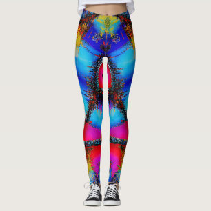 Leggings Motif de broderie abstrait coloré