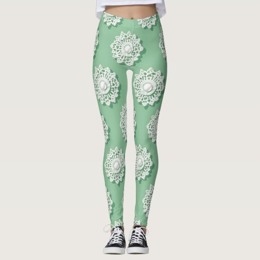 Leggings Motif de broderie Crochet moderne (Devant)
