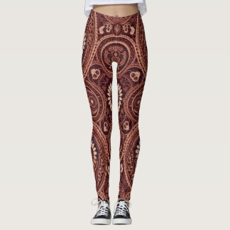 Leggings Motif de broderie de paisley de marguerite de Bour