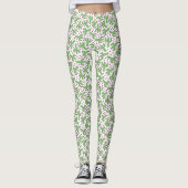 Leggings Motif de cactus et de fleurs roses (Devant)