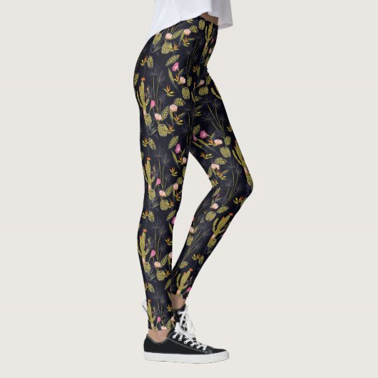 Leggings Motif de cactus nocturne d'été foncé (Droite)