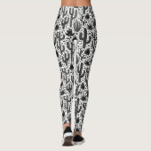 Leggings Motif de cactus - noir et blanc (Dos)