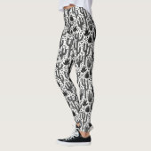 Leggings Motif de cactus - noir et blanc (Gauche)