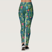 Leggings Motif de cactus Turquoises verts en fleurs (Dos)