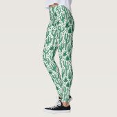 Leggings Motif de cactus - vert et blanc de la forêt (Gauche)