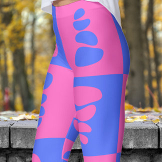 Leggings Motif de cailloux bleu et rose