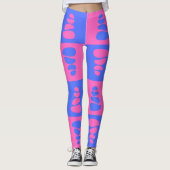 Leggings Motif de cailloux bleu et rose (Devant)