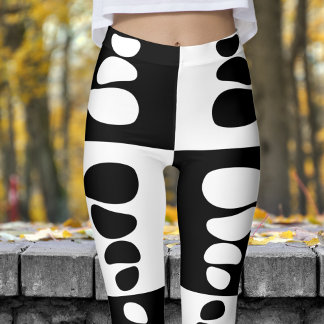 Leggings Motif de cailloux noirs et blancs