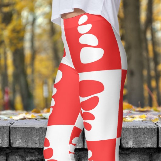 Leggings Motif de cailloux rouges et blancs