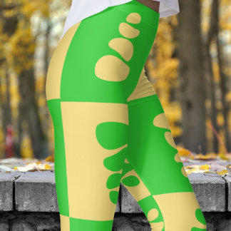 Leggings Motif de cailloux vert et dune