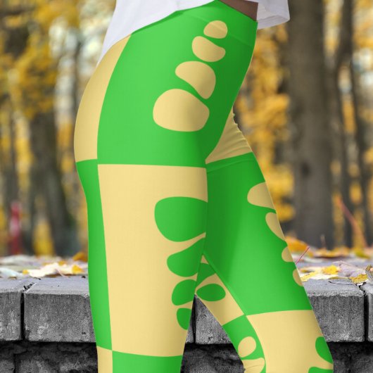 Leggings Motif de cailloux vert et dune