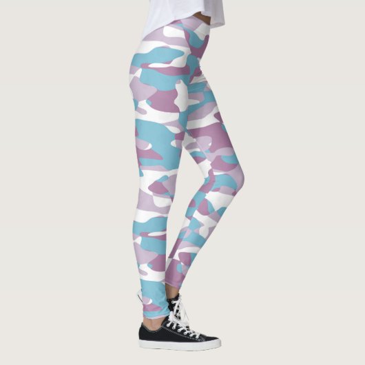 Leggings Motif de camouflage blanc rose turquoise (Droite)
