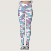 Leggings Motif de camouflage blanc rose turquoise (Devant)