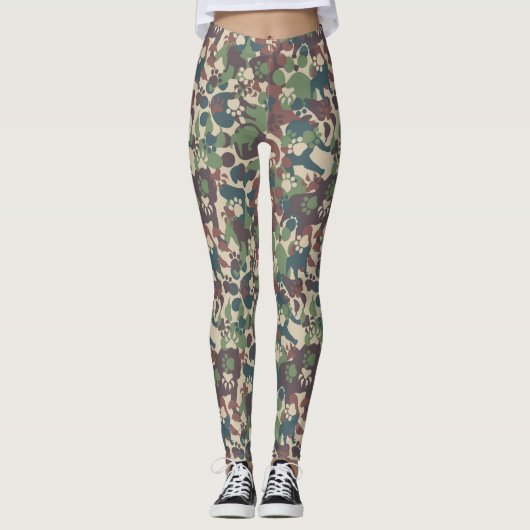 Leggings Motif de camouflage de chien (Devant)