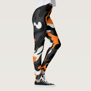 Leggings Motif de camouflage fantomatique blanc noir orange