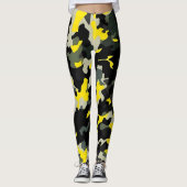 Leggings Motif de camouflage noir et jaune (Devant)