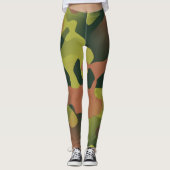 Leggings Motif de camouflage vert et marron (Devant)