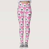 Leggings Motif de caniche mignon rose (Devant)