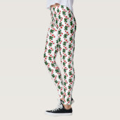 Leggings Motif de canne de Noël avec rubans verts (Gauche)