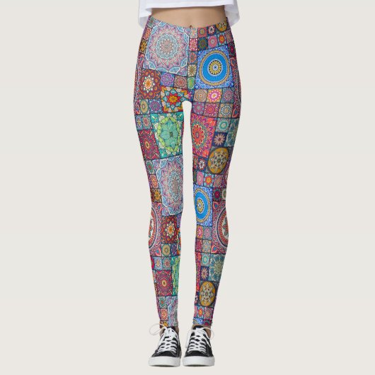 Leggings Motif de carreaux Mandala/marocain (Devant)