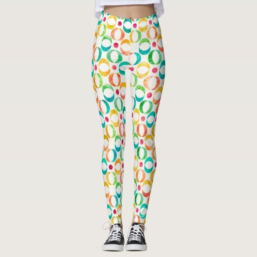 Leggings Motif de cercles couleur aquarelle (Devant)