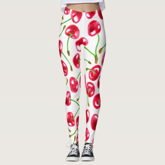 Leggings Motif de cerises d'aquarelle (Devant)