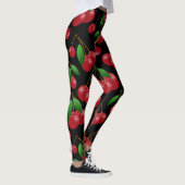 Leggings Motif de cerises rouges sucrées sur noir (Droite)