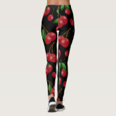Leggings Motif de cerises rouges sucrées sur noir (Dos)
