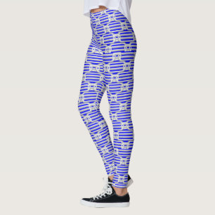 Leggings Motif de chaîne géométrique bleue