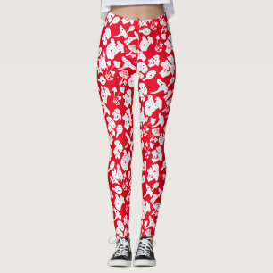 Leggings Motif de champignon noir 01b Rouge BG