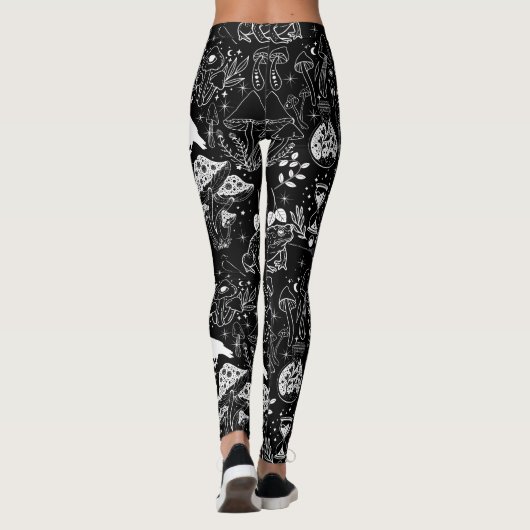 Leggings Motif de champignon psychédélique 2D.BW.b Black BG (Dos)