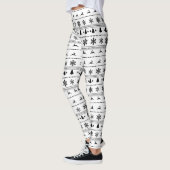 Leggings Motif de chandail de Noël, noir sur le blanc (Gauche)