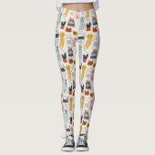 Leggings Motif de chat à main mignon Doodle (Devant)