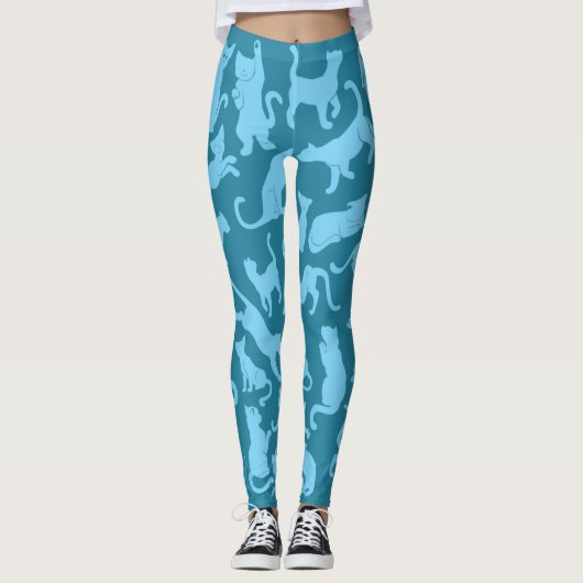 Leggings Motif de chat bleu (Devant)