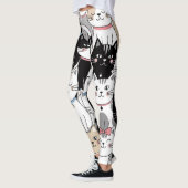 Leggings Motif de chat fantaisiste mignon (Gauche)