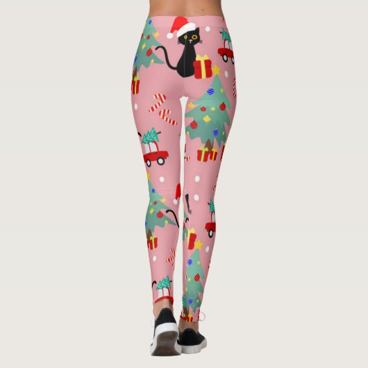 Leggings Motif de chat noir Noël (Dos)