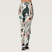 Leggings Motif de chat sarcelle rose atomique de milieu de  (Dos)