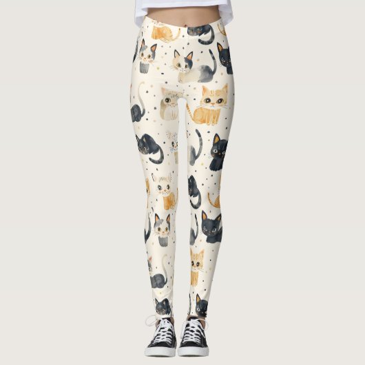 Leggings Motif de chats étranges (Devant)