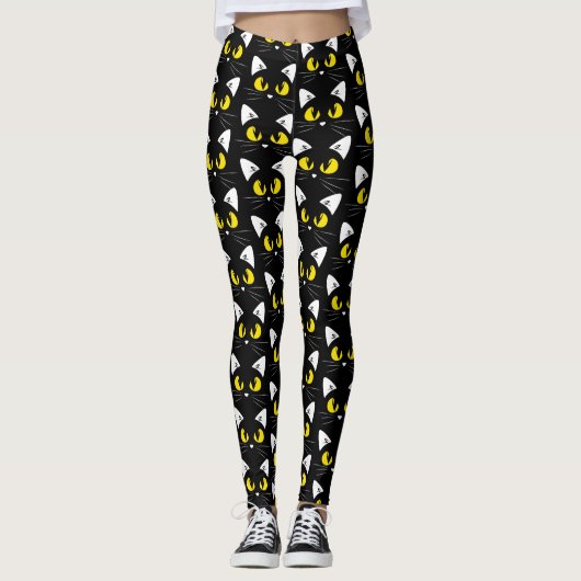 Leggings Motif de chats noirs de Halloween (Devant)