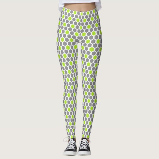 Leggings Motif de chaux et d'hexagone gris (Devant)