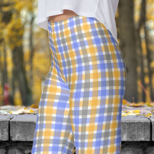 Leggings Motif de chèque bleu printemps