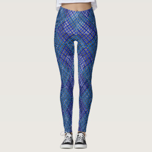 Leggings Motif de chèques diagonale bleue 02,w noir BG
