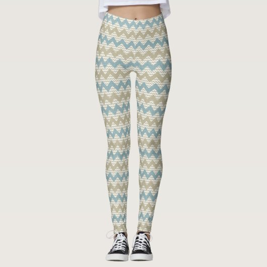 Leggings Motif de Chevron sur la texture de toile (Devant)